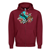 Burgundy race sunflower patches Zipper Hoodie - AdoDesignShop