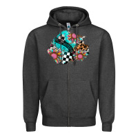 Charcoal Heather race sunflower patches Zipper Hoodie - AdoDesignShop