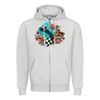 Dove Grey race sunflower patches Zipper Hoodie - AdoDesignShop