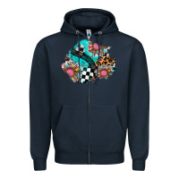 Navy race sunflower patches Zipper Hoodie - AdoDesignShop
