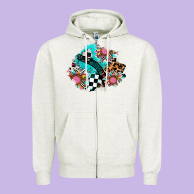 Race Sunflower Patches Zipper Hoodie Designed By Adodesignshop