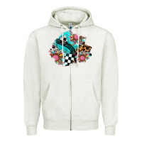 Oatmeal Heather race sunflower patches Zipper Hoodie - AdoDesignShop
