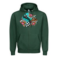 Sports Green race sunflower patches Zipper Hoodie - AdoDesignShop