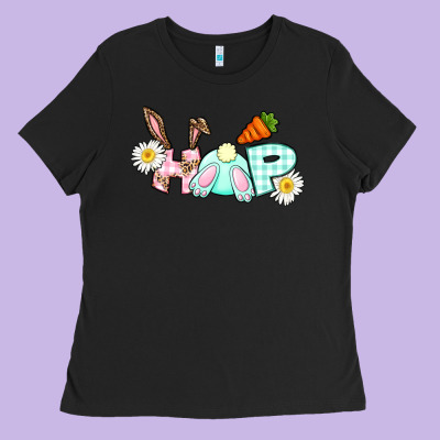 Hop Bunny Easter Day Ladies Tee Designed By Cowgirlartshop