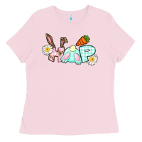Bubblegum Pink Hop bunny Easter Day Ladies Tee - CowGirlArtShop