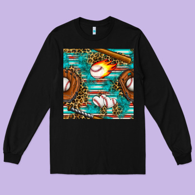 Baseball Glove And Bat With Serape Seamless Pattern Long Sleeve Tee Designed By Bundleandbundleshop