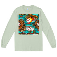 Matcha baseball glove and bat with serape seamless pattern Long Sleeve Tee - BundleAndBundleShop