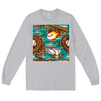 Moon Dust baseball glove and bat with serape seamless pattern Long Sleeve Tee - BundleAndBundleShop