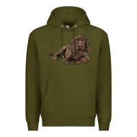 Army Green Sussex Spaniels llustrations Premium Hoodie - LillyAllenDesigns