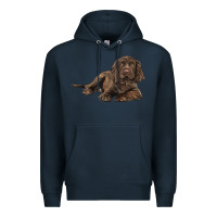 Navy Sussex Spaniels llustrations Premium Hoodie - LillyAllenDesigns