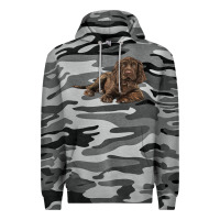Slate Camo Sussex Spaniels llustrations Premium Hoodie - LillyAllenDesigns