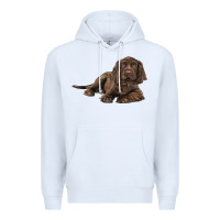 White Sussex Spaniels llustrations Premium Hoodie - LillyAllenDesigns