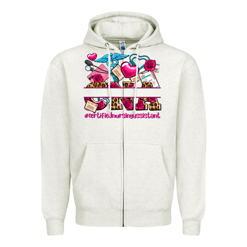 Valentines Day Cna Certified Nursing Assistant Zipper Hoodie by AdoDesignShop | Teevron