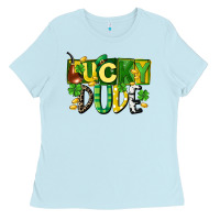Baby Blue Lucky dude  St. Patrick's Day Ladies Tee - CowGirlArtShop