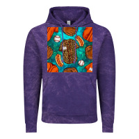 Cloud Purple baseball leopard uniform and hotdog with gemstone seamless pattern Vintage Hoodie - BundleAndBundleShop