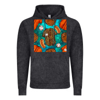 Vintage Black baseball leopard uniform and hotdog with gemstone seamless pattern Vintage Hoodie - BundleAndBundleShop