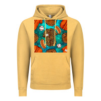 Vintage Mustard baseball leopard uniform and hotdog with gemstone seamless pattern Vintage Hoodie - BundleAndBundleShop