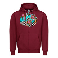 Burgundy race sunflower patches Zipper Hoodie - AdoDesignShop