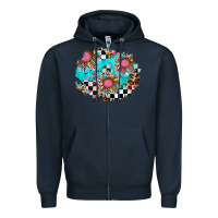 Navy race sunflower patches Zipper Hoodie - AdoDesignShop