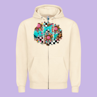 Race Sunflower Patches Zipper Hoodie Designed By Adodesignshop