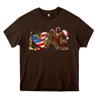 Chocolate Brown Army christmas love 4th Of July Heavy Core Tee - HowdyJamesFarm