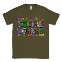 Army Green social worker mardi gras cowgirl Classic Tee - CowGirlArtShop