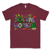 Burgundy social worker mardi gras cowgirl Classic Tee - CowGirlArtShop