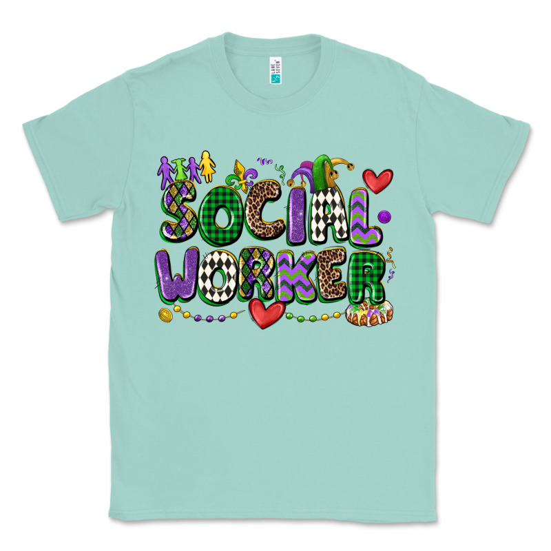 Social Worker Mardi Gras Cowgirl Classic Tee by CowGirlArtShop | Teevron