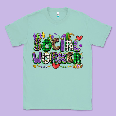Social Worker Mardi Gras Cowgirl Classic Tee Designed By Cowgirlartshop