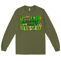 Army Green lucky and blessed Long Sleeve Tee - FaDigitalArtStudio