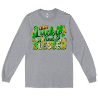 Heather Grey lucky and blessed Long Sleeve Tee - FaDigitalArtStudio