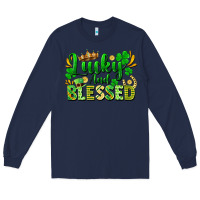 Navy lucky and blessed Long Sleeve Tee - FaDigitalArtStudio