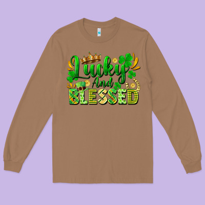 Lucky And Blessed Long Sleeve Tee Designed By Fadigitalartstudio
