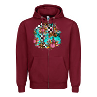 Burgundy race sunflower patches Zipper Hoodie - AdoDesignShop