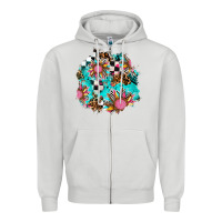 Dove Grey race sunflower patches Zipper Hoodie - AdoDesignShop