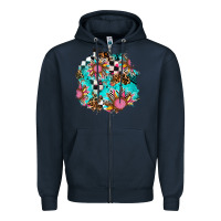 Navy race sunflower patches Zipper Hoodie - AdoDesignShop
