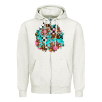 Oatmeal Heather race sunflower patches Zipper Hoodie - AdoDesignShop