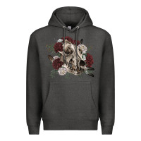 Floral Boho Wolf Skull Premium Hoodie | Teevron