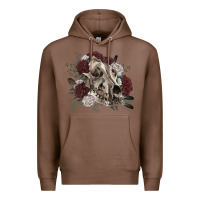 Chestnut Floral boho wolf skull Premium Hoodie - RanaPortraitStore