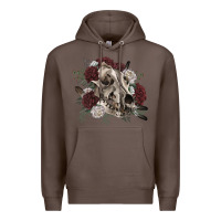 Coffee Floral boho wolf skull Premium Hoodie - RanaPortraitStore