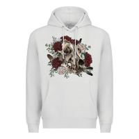 Dove Grey Floral boho wolf skull Premium Hoodie - RanaPortraitStore