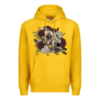 Lemon Floral boho wolf skull Premium Hoodie - RanaPortraitStore