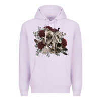 Lilac Floral boho wolf skull Premium Hoodie - RanaPortraitStore