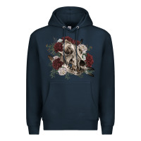 Navy Floral boho wolf skull Premium Hoodie - RanaPortraitStore