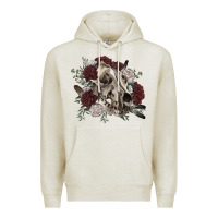 Oatmeal Heather Floral boho wolf skull Premium Hoodie - RanaPortraitStore