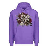 Purple Floral boho wolf skull Premium Hoodie - RanaPortraitStore
