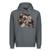 Rock Floral boho wolf skull Premium Hoodie - RanaPortraitStore
