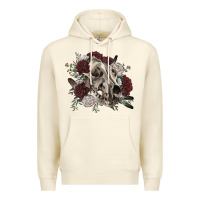 Sandshell Floral boho wolf skull Premium Hoodie - RanaPortraitStore