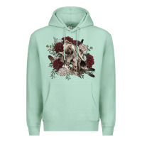 Seafoam Floral boho wolf skull Premium Hoodie - RanaPortraitStore