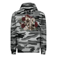 Slate Camo Floral boho wolf skull Premium Hoodie - RanaPortraitStore